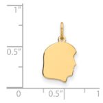 14k Plain Small .027 Gauge Facing Right Engravable Girl Head Charm - Image 3