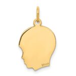 14k Plain Medium .009 Gauge Facing Right Engravable Boy Head Charm - Image 3