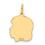 14k Plain Medium .035 Gauge Facing Right Engravable Girl Head Charm - Image 3