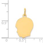 14k Plain Medium .018 Gauge Facing Left Engravable Boy Head Charm - Image 2