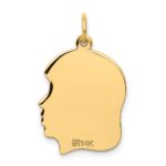 14k Plain Medium .018 Gauge Facing Right Engravable Girl Head Charm - Image 3