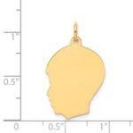 14k Plain Medium .013 Gauge Facing Left Engravable Boy Head Charm - Image 2