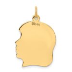 14k Plain Large .009 Gauge Facing Right Engravable Girl Head Charm - Image 3