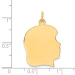14k Plain Large .009 Gauge Facing Right Engravable Girl Head Charm - Image 2