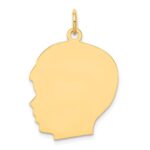 14k Plain Large .009 Gauge Facing Left Engravable Boy Head Charm