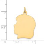 14k Plain Large .027 Gauge Facing Left Engravable Girl Head Charm - Image 2