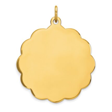 14k .018 Gauge Engravable Round Scalloped 28x25mm Disc Charm