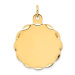 14k Etched Edge .018 Gauge Engravable Round Scalloped 26x24mm Disc Charm