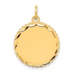 14k Etched Edge .027 Gauge Engravable Round Scalloped 20x18mm Disc Charm