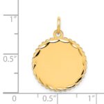 14k Etched Edge .027 Gauge Engravable Round Scalloped 20x18mm Disc Charm - Image 2