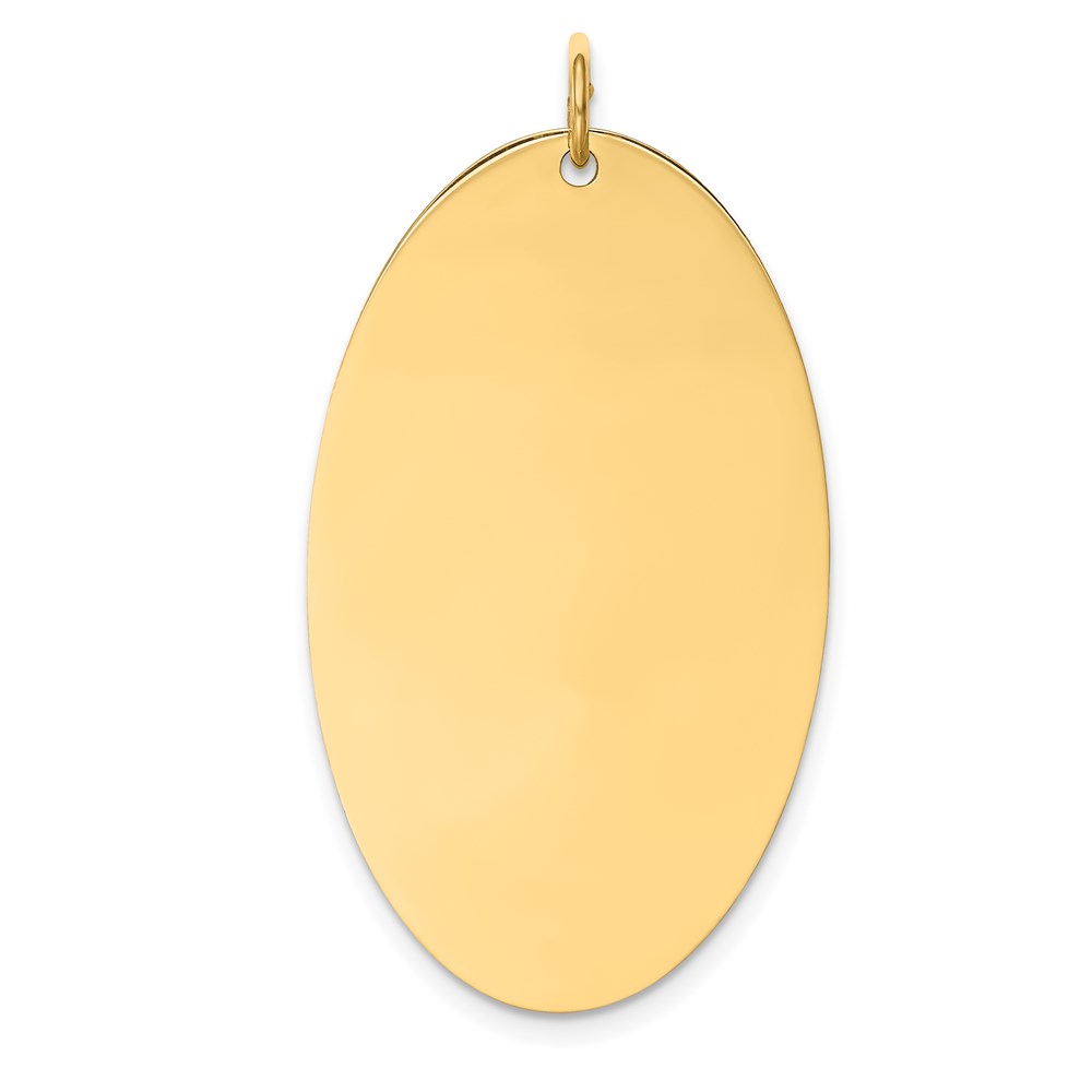 XM192.jpg 14k Plain .013 Gauge Engravable Elliptical 36x21mm Disc Charm - Image 1