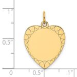 14k Etched Design .018 Gauge Engravable Heart 20x17mm Disc Charm - Image 2