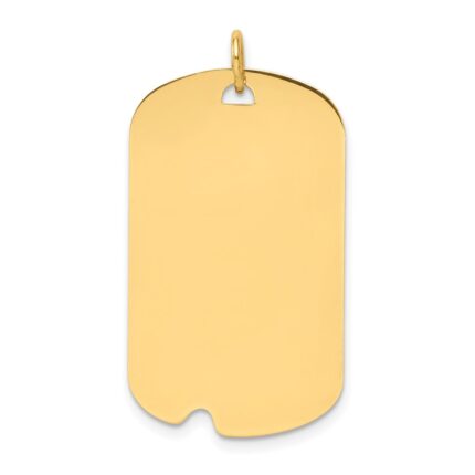 14k Plain .013 Gauge Engravable 31x18mm Dog Tag with Notch Disc Charm