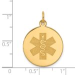 14k 19mm Round Non-enameled Medical Jewelry Pendant - Image 3