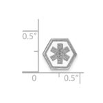 14k White Gold 9.5mm Hexagon Non-enameled Attachable Medical Jewelry Emblem - Image 2