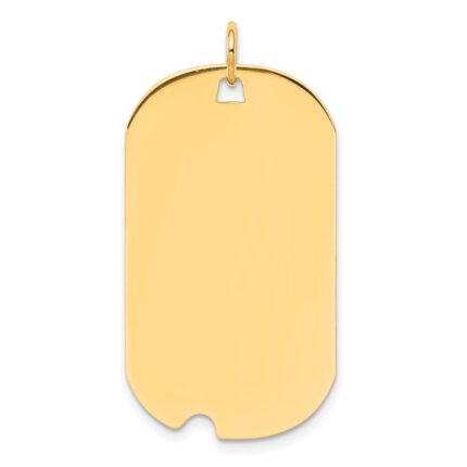 14k Plain .018 Gauge Engravable 34x19mm Dog Tag with Notch Disc Charm