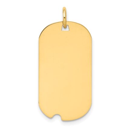 14k Plain .013 Gauge Engraveable 26x15mm Dog Tag with Notch Disc Charm