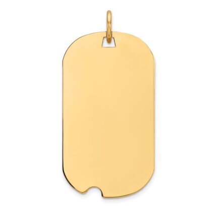 14k Plain .009 Gauge Engraveable 27x15mm Dog Tag with Notch Disc Charm