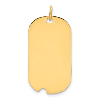 14k Plain .018 Gauge Engraveable 28x16mm Dog Tag with Notch Disc Charm