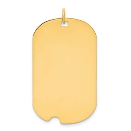14k Plain .018 Gauge Engravable 37x23mm Dog Tag with Notch Disc Charm