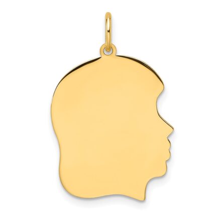 14k Plain Medium .027 Gauge Facing Right Engravable Girl Head Charm