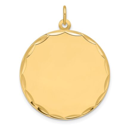 14k Etched Edge .009 Gauge Engravable Round 26.6mm Disc Charm