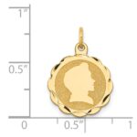 14k Boy Head on .011 Gauge Engravable Scalloped 17x15mm Disc Charm - Image 3
