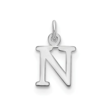Sterling Silver Rhodium-plated Letter N Initial Charm
