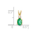 14k 6x4mm Oval Emerald and AA Diamond Pendant - Image 3