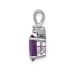14k White Gold 8x6mm Oval Amethyst and AA Diamond Pendant - Image 2