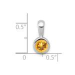 14k White Gold Bezel-set 5mm Round Citrine Pendant - Image 3