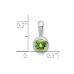 14k White Gold Bezel-set 5mm Round Peridot Pendant - Image 3