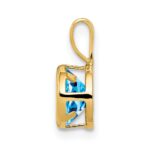 14k 6mm Round Blue Topaz Bezel Pendant - Image 2