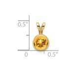14k 6mm Round Citrine Bezel Pendant - Image 4