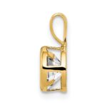 14k 6mm Round Cubic Zirconia Bezel Pendant - Image 2