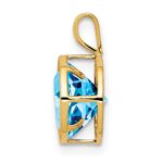 14k 8mm Round Blue Topaz Bezel Pendant - Image 2