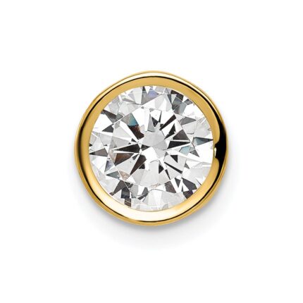 14k 7mm Round Cubic Zirconia Bezel Chain Slide