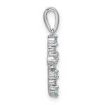 14k White Gold Blue Topaz and Diamond Cross Pendant - Image 2