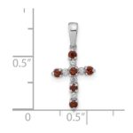 14k White Gold Garnet and Diamond Cross Pendant - Image 4