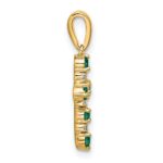 14k Lab Created Emerald and Diamond Cross Pendant - Image 2