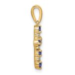 14k Lab Created Sapphire and Diamond Cross Pendant - Image 2