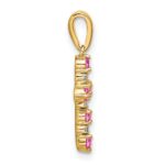 14k Pink Tourmaline and Diamond Cross Pendant - Image 2
