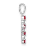 14k White Gold Lab Created Ruby and Diamond Cross Pendant - Image 2