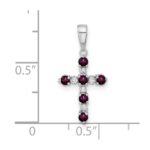 14k White Gold Rhodolite Garnet and Diamond Cross Pendant - Image 4