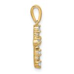 14k White Topaz and Diamond Cross Pendant - Image 2