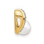 14k 6-7mm White Round Freshwater Cultured Pearl and Diamond Pendant - Image 2