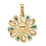 14k 6-7mm Button White Freshwater Cultured Pearl/Pear London Blue Topaz/Diamond Pendant - Image 4