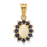 14k Genuine Opal and Sapphire Halo Pendant