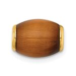 14K Polished Tiger's Eye Oval Barrel Bead Chain Slide Pendant - Image 3