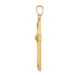 14k Textured and Polished Diamond Accent Cross Pendant - Image 2